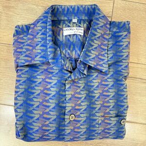 Georg Roth of Germany Men's Blue Geometric Print‎ Button Up Shirt Size L